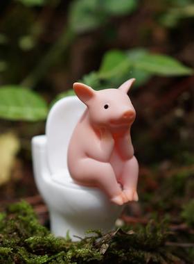 可爱马桶猪小摆物件日01822可爱仿动物趣味精致礼生礼真品桌面车
