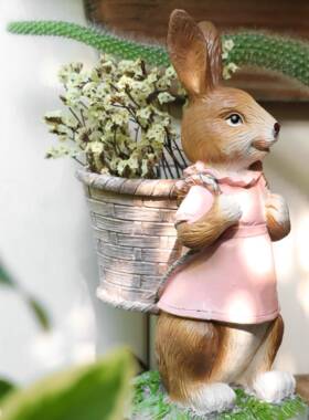 小兔81031子花盆摆园件户外院花阳台桌面装饰创庭树脂工艺家居意