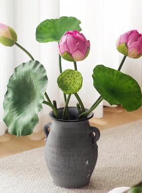 荷花仿真花手荷叶新中式莲花假花感摆客件厅装花饰插摆设莲53260