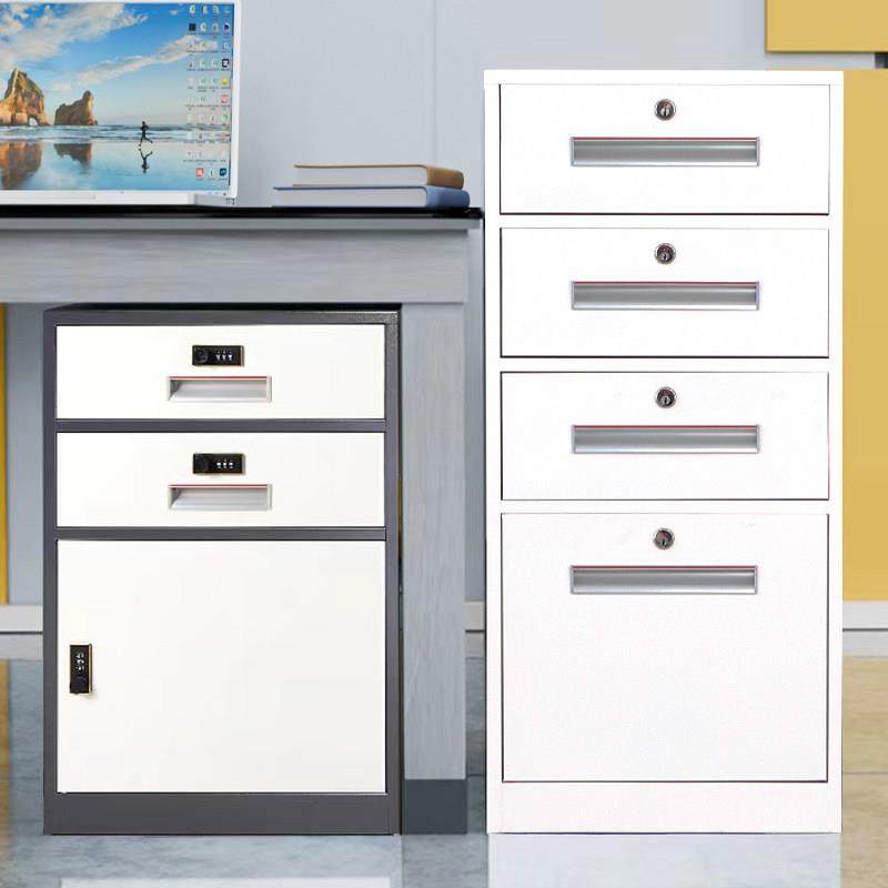 铁皮柜文件资料柜办公桌下活动抽屉柜带锁密码矮柜收纳储物小柜子