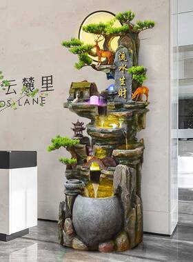 落地山流水喷泉循假风环水景礼客厅40799办公室车风水轮开业品高