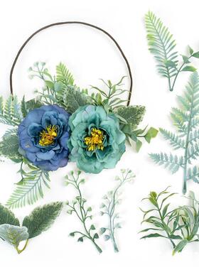 仿真绿色叶子水草瑰叶婚庆墙装饰 胸花手86394腕花配花件diy手玫