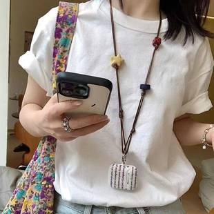 星星挂脖 原创蜡油线手感漆星星珠子高颜值手工串珠手机链挂脖