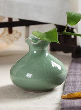 龙个泉御茗青瓷意居装饰品摆创件手26051工性小花器台家面水培花