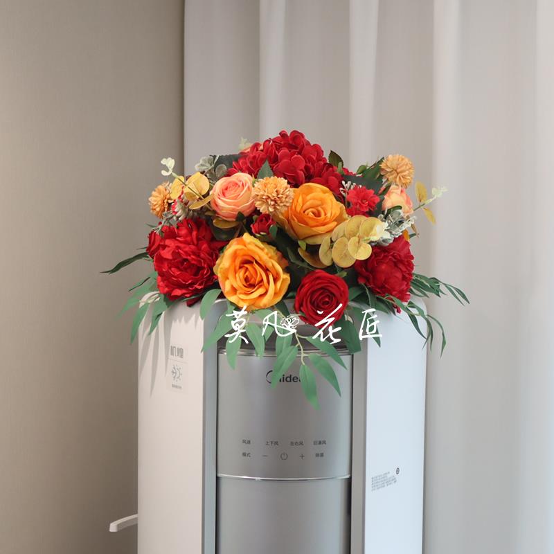 仿真摆设茶几花花艺客厅空柜机顶上摆的摆花28532餐桌花圆形装饰