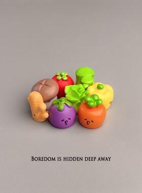 无聊了，摆工一61110堆迷你蔬菜治愈电脑桌面日式位公办桌小摆Q件