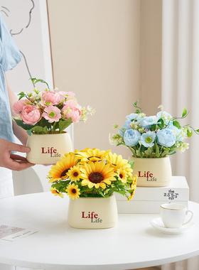 假花日仿真摆设桌花艺餐摆件向葵仿生花装饰塑花料插花束07597客