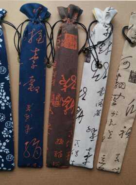 折扇扇袋扇子袋6/7/8/9.510亚麻织锦棉布书法/仙缎鹤文字寸FQW扇