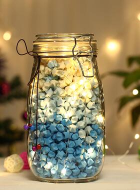 创意幸运纸鹤diy玻璃星瓶透明许愿同瓶罐物41152成品星星生日学礼