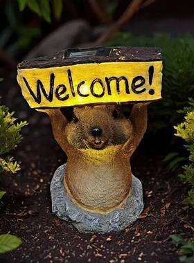 可庭爱别土拨鼠欢迎牌花园迎宾摆件幼儿园墅民52027宿院门口景造