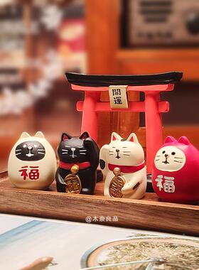 迁日式五福临门招福面招财开运65779吉祥物乔开业猫桌摆件新年祝