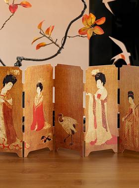 雨 中朝国风你桌面屏风摆件高级感小众40567书迷布房氛围感房间置