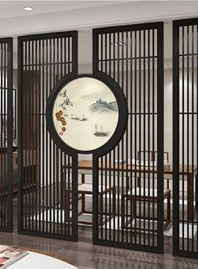 东阳木仿16224古门窗式花格实中木吊雕花雕门镂空隔断屏风电视顶
