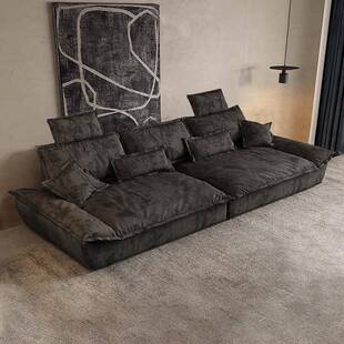 奶油风帆船超宽坐深沙发客厅小户型直排磨砂布艺沙发 政府补贴