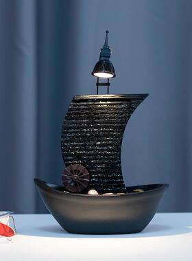 一帆风顺风水轮装饰帆船01268喷泉流水司意财开业现代循招环水创