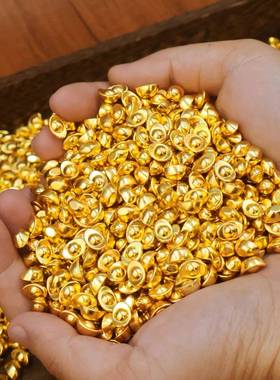 实心小元条宝摆宝件迷你金小工金元宝道具50680聚盆配饰招财位装