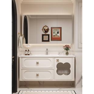 法式奶油风浴室柜陶瓷一体盆卫浴柜洗漱台卫生间洗脸池洗手台盆柜