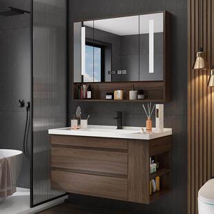 新型中国风陶瓷盆浴室柜智能镜柜组合浴室洗手盆柜8092 102定制