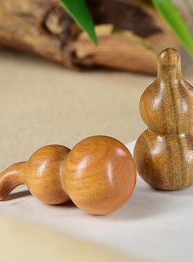 叶紫97681檀绿檀木雕葫芦男文福禄小实木随身把玩件小摆玩件手吊