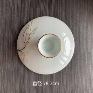 盖碗盖子单卖三才泡茶杯配盖单个影青描金陶瓷功夫茶具零配羊脂玉