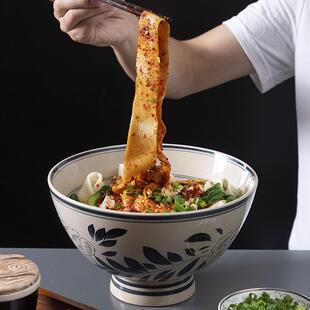 陶瓷吃面深款碗 老关中大老碗商用大号陕西裤带油泼面碗