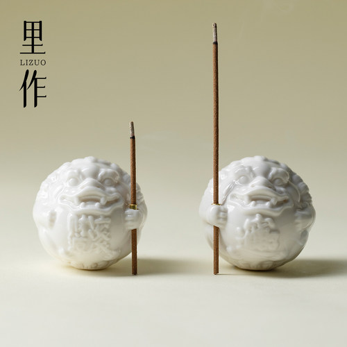 里作 白瓷招财貔貅线香香插家用室内檀香沉香香炉熏香炉香座香托
