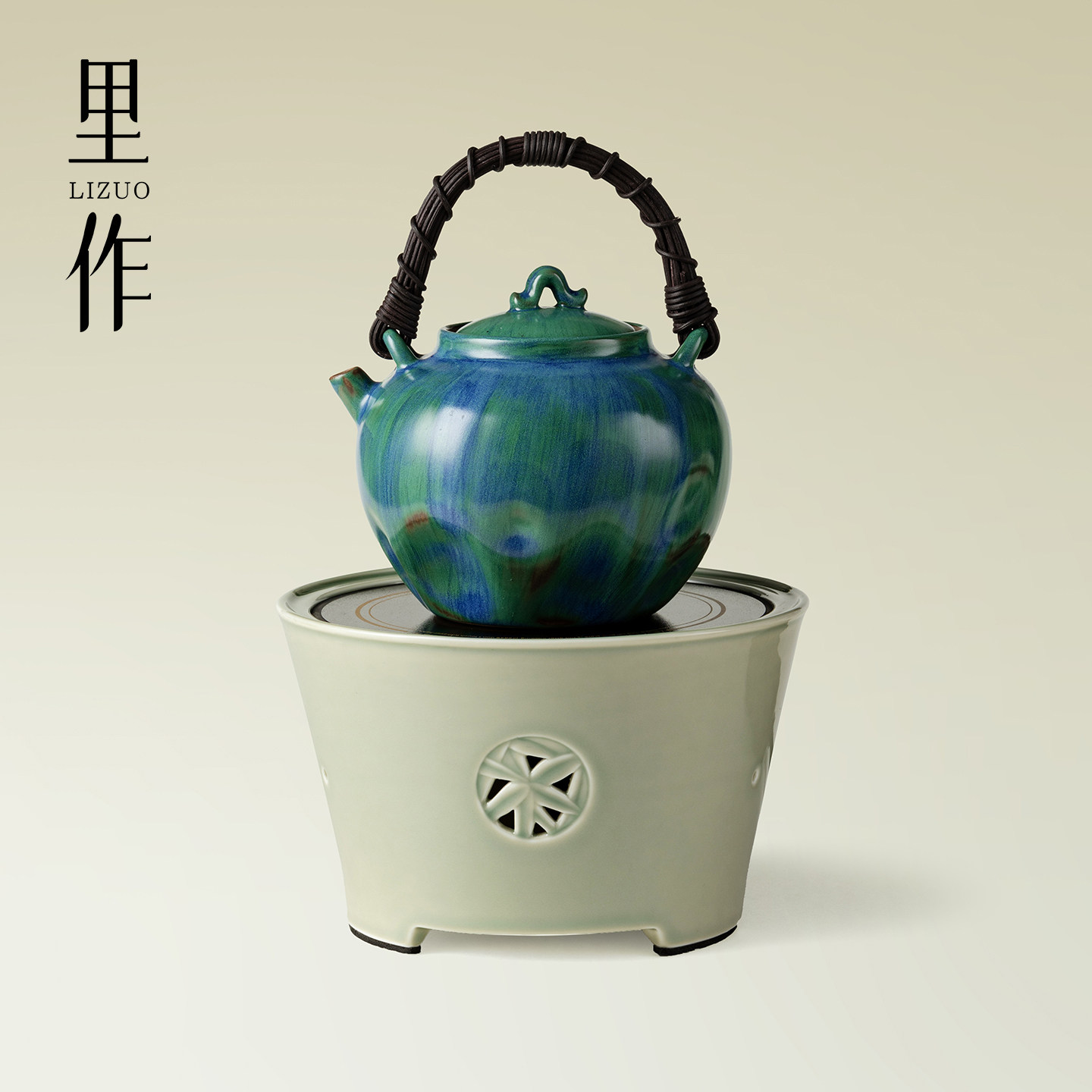 里作 高档青瓷电陶炉煮茶套装2025新款家用藤编烧水壶提梁泡茶壶