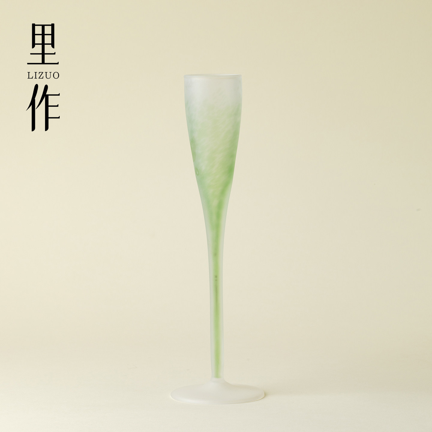 里作创意高级小众琉璃闻香杯浅绿月笼砂玻璃高脚杯香槟杯鸡尾酒杯