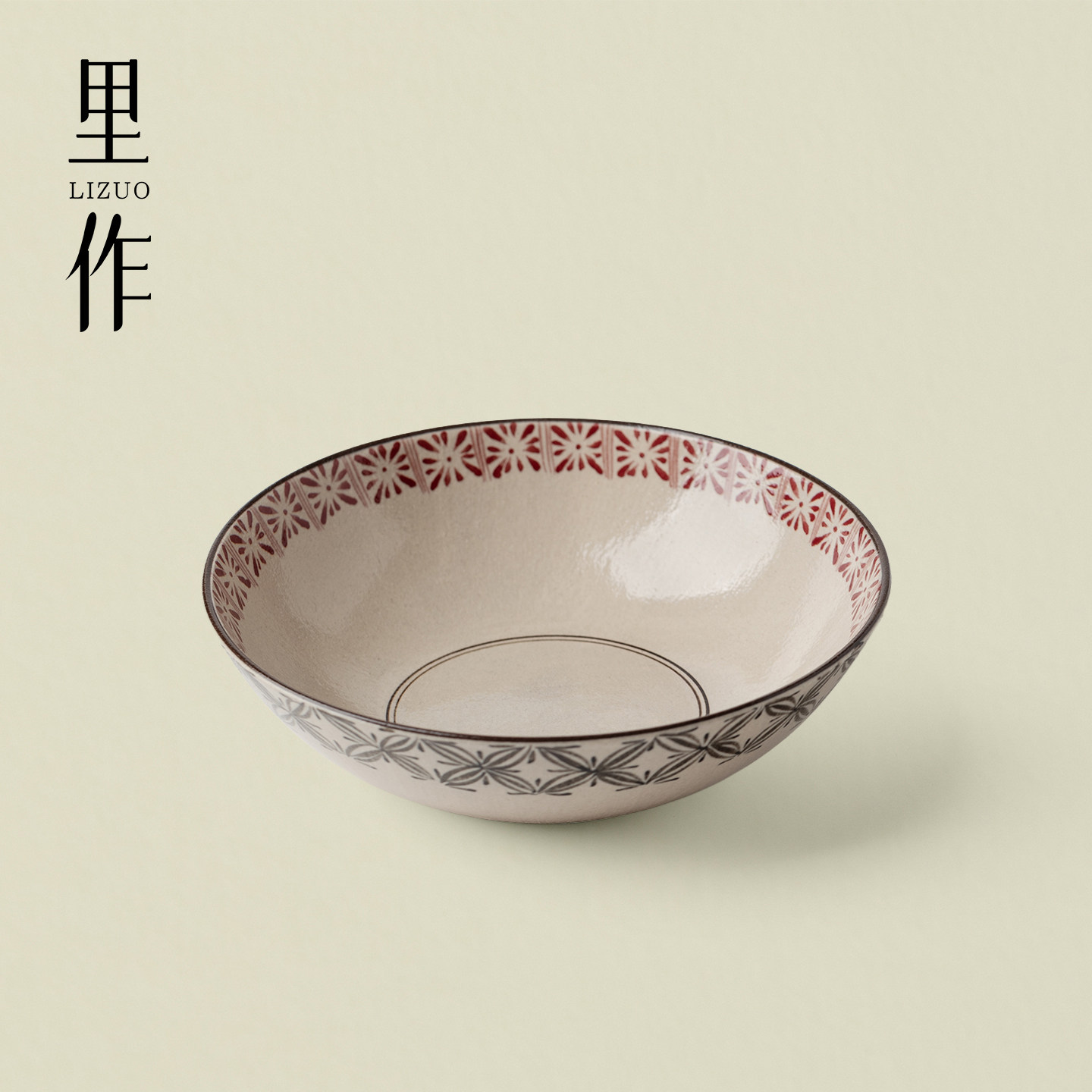 里作日本手工陶器干泡盘手绘两端花壶承中古风古道具功夫茶具茶承