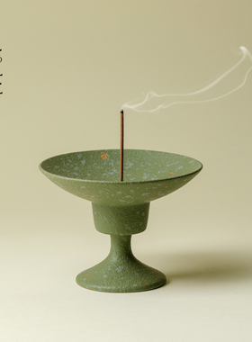 里作复古陶瓷香炉家用香道香薰炉高级中国传统色绿色檀香线香香插