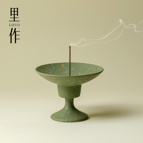 里作复古陶瓷香炉家用香道香薰炉高级中国传统色绿色檀香线香香插