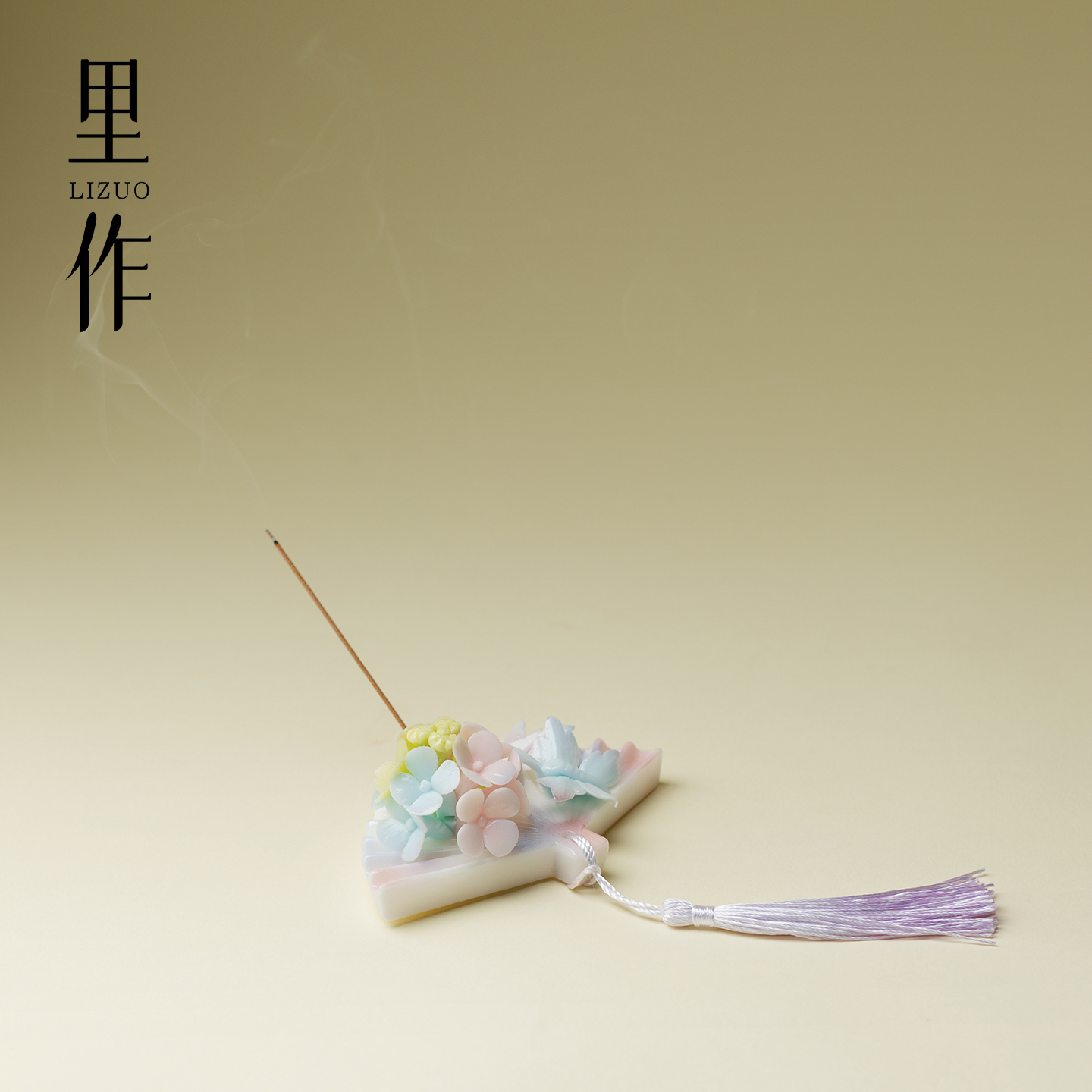 里作新中式扇形捏花线香香炉中国非遗精致高级感香插家居装饰摆件