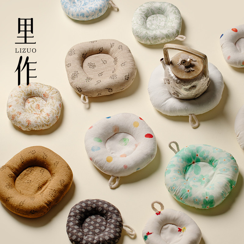 里作日式棉麻布艺壶承加厚防烫茶壶垫甜甜圈主人杯垫茶垫牛奶杯垫图片