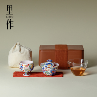 送礼礼盒装 里作高颜值绘梦繁花盖碗一壶一杯套组高端功夫茶具套装