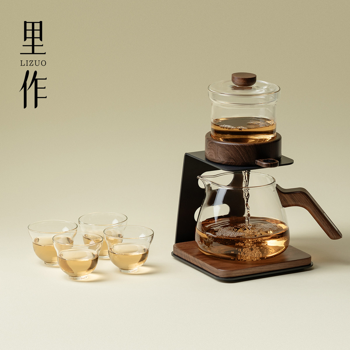 里作自动泡茶神器玻璃茶具套装2025新款家用高档办公室喝茶杯懒人