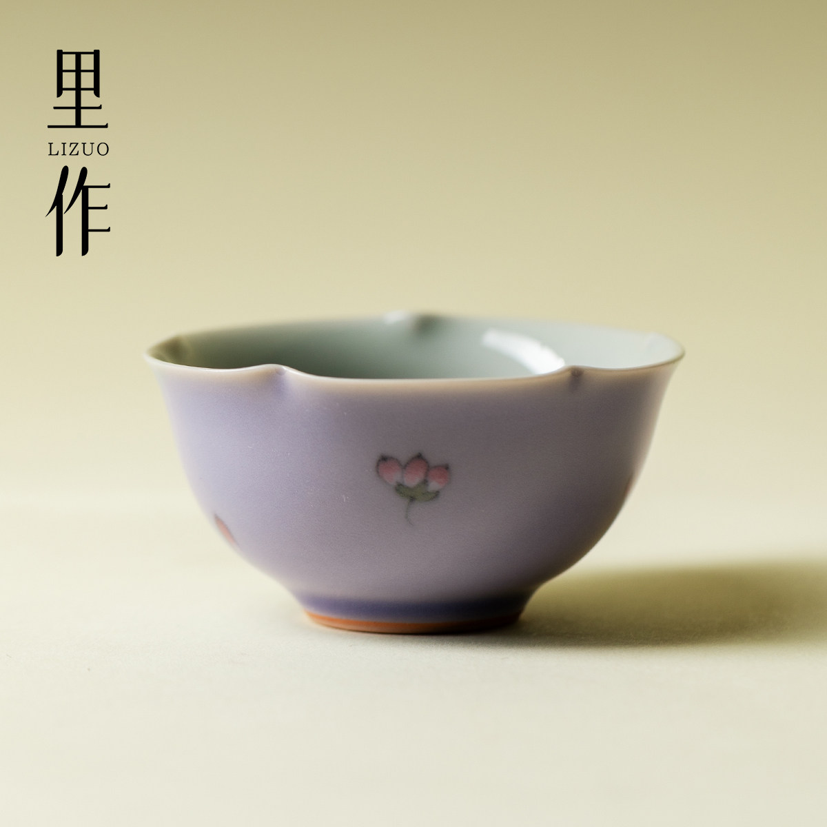 里作木槿紫手绘小碎花口茶杯功夫茶具手工陶瓷品茗杯高颜值主人杯,餐饮具,茶杯,淘宝优惠券,粉丝福利购,淘宝优惠卷