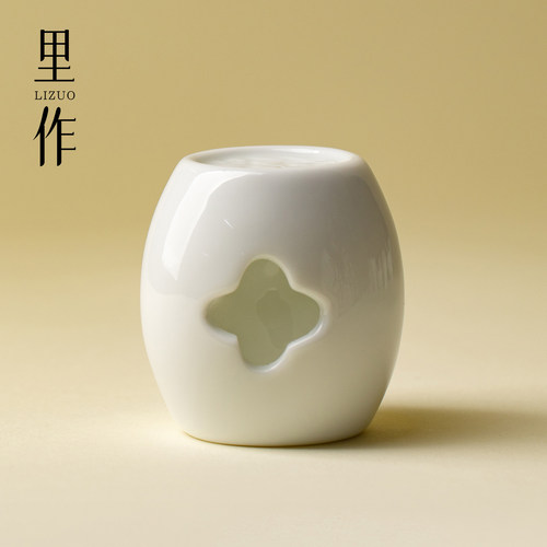 里作手工德化薄胎白瓷茶道盖置