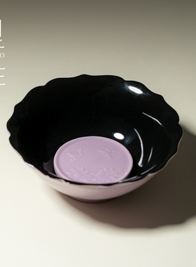 里作 高档紫色陶瓷壶承高级感创意手工花口干泡盘两件套功夫茶具