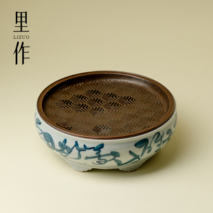 里作手写诗文壶承景德镇陶瓷茶壶托盘干泡盘茶台家用复古功夫茶具