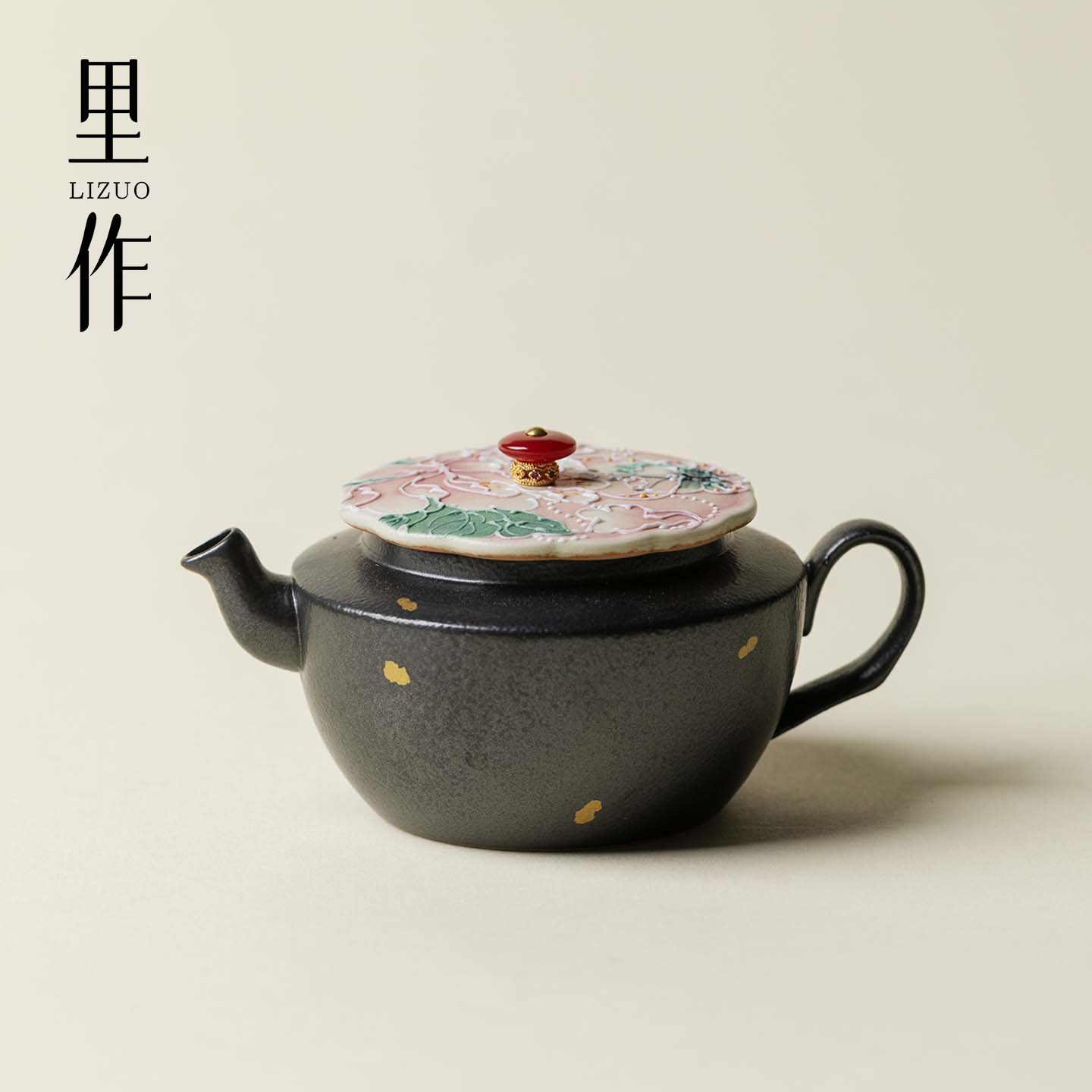 里作 新中式宫灯壶手绘夜绽丹华陶瓷泡茶壶复古茶室功夫茶具单壶