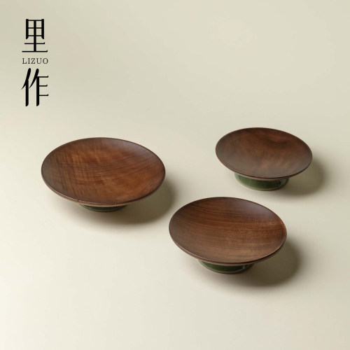 里作北美黑胡桃木果盘复古手工实木托盘家用创意高档高脚盘零食盘