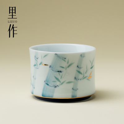里作 手绘竹筠陶瓷主人杯小清新纯手工茶杯家用高颜值白瓷品茗杯