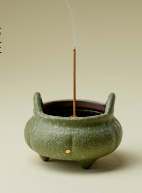 里作 高颜值手工线香插中国传统色绿色熏香炉家用室内创意香道炉