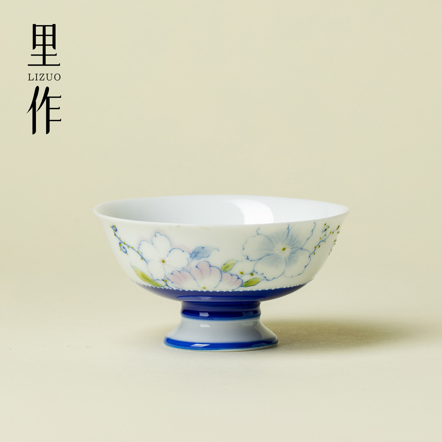 里作 青花手绘蓝花叙高足茶杯景德镇手工陶瓷主人杯家用茶具茶盏,餐饮具,茶杯,淘宝优惠券,粉丝福利购,淘宝优惠卷