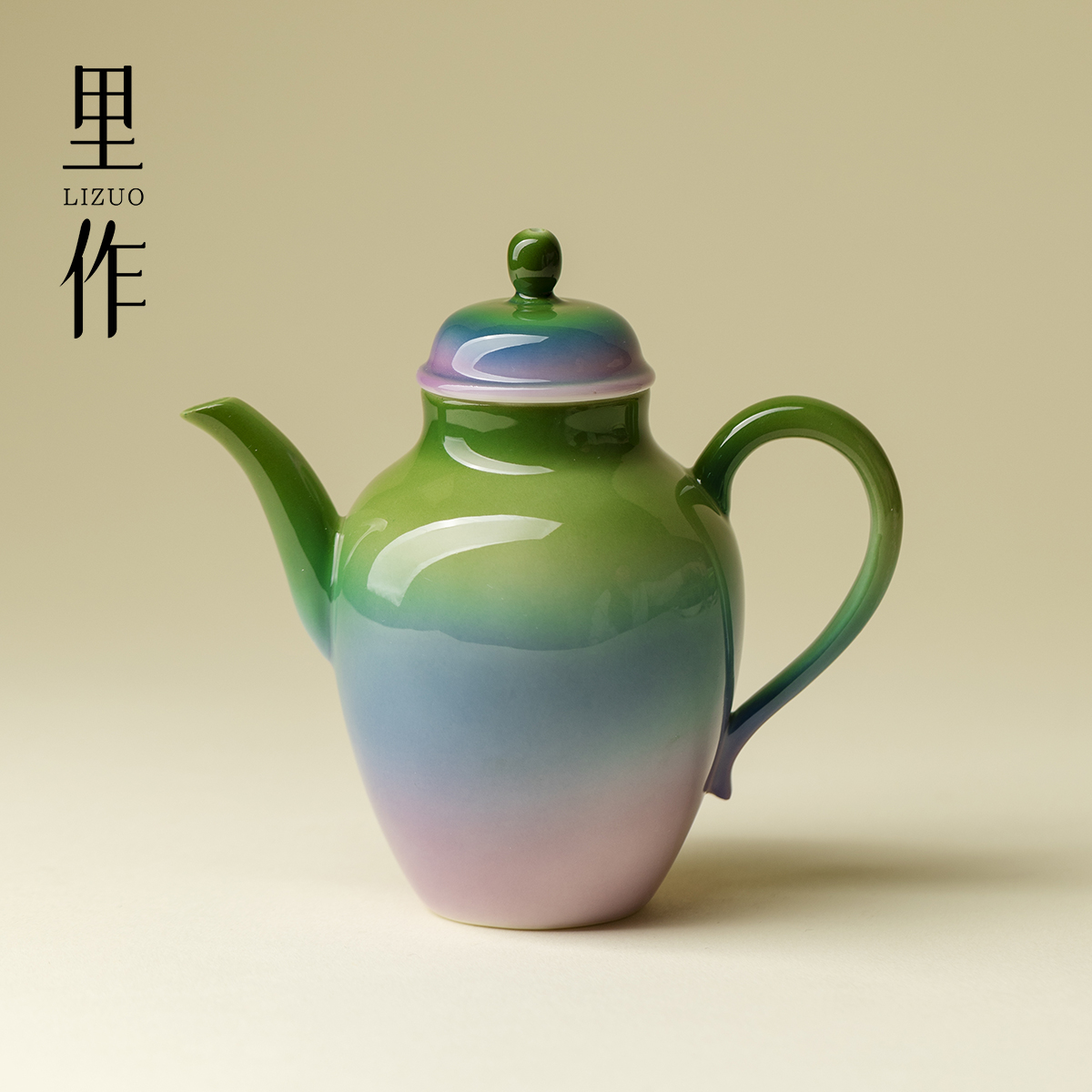 里作 高颜值翠影渐变茶壶高端陶瓷功夫茶具带球孔过滤精致泡茶器