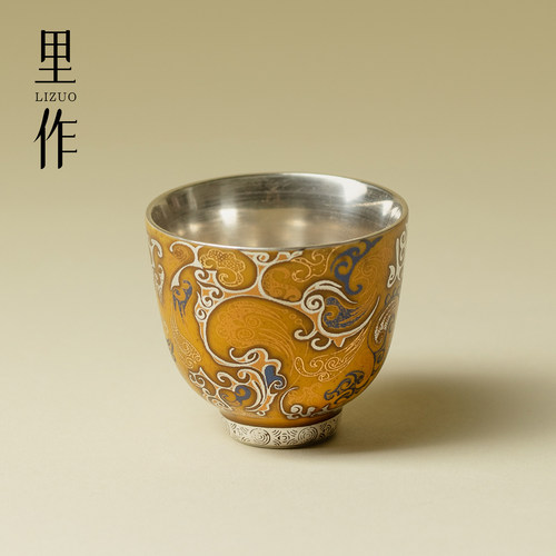 里作鎏银伏龙主人杯家用中式高端品茗杯女士个人专用精致茶杯单杯