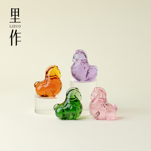 里作手工琉璃碧绿茶宠摆件新款小马造型创意中式盖置配件家居摆件