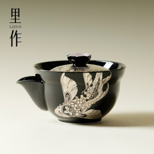 里作国潮风错金银彩手抓壶精致手工茶壶高颜值功夫茶具泡茶器单壶