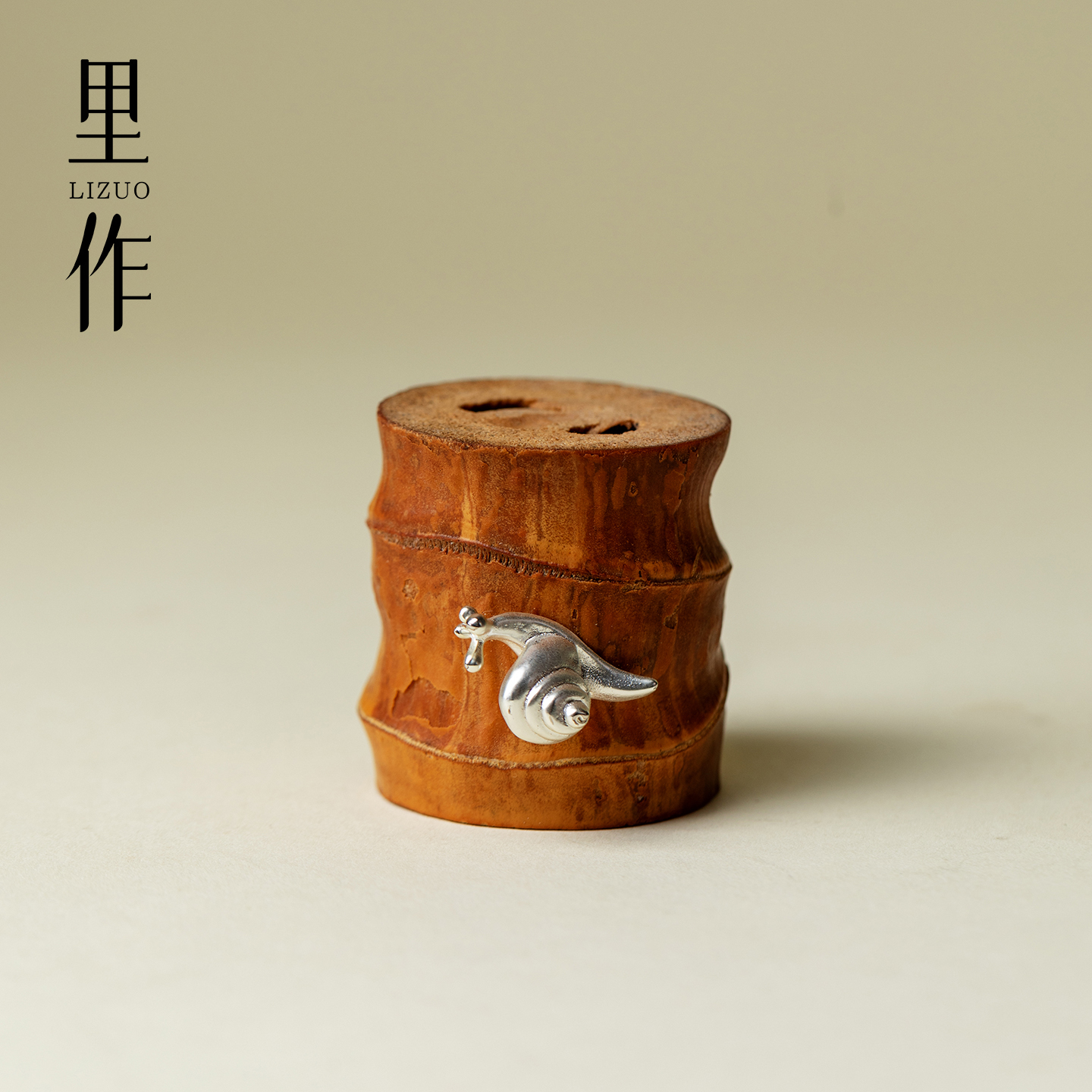 里作 纯手工创意蜗牛爬竹盖置竹制茶道零配家用复古茶壶盖托架子