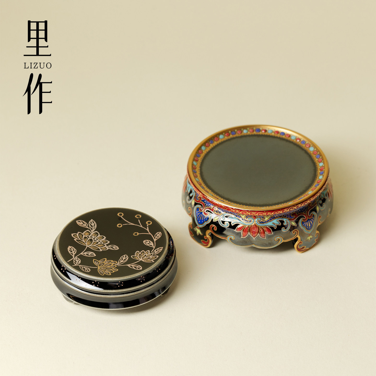 溢珍堂  高端手绘珐琅彩茶盖置景德镇陶瓷茶道配件紫砂壶盖碗盖拖
